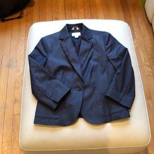 Talbots 4, one button blue denim blazer